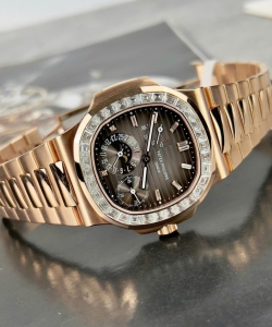 Patek Philippe nautilus 5724r gray dial gold wrapped + moissanite diamonds ppf 40mm