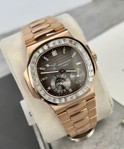 Patek Philippe nautilus 5724r gray dial gold wrapped + moissanite diamonds ppf 40mm