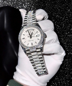 Rolex day-date meteorite dial moissanite diamonds custom 40mm