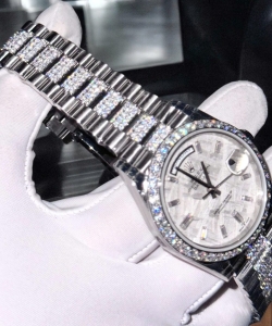 Rolex day-date meteorite dial moissanite diamonds custom 40mm