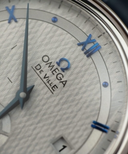 omega de ville prestige power reserve blue leather strap 39.5mm