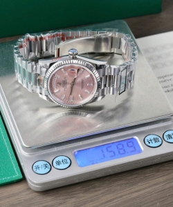 Rolex day-date 128236 pink dial weight 158 grams 36mm