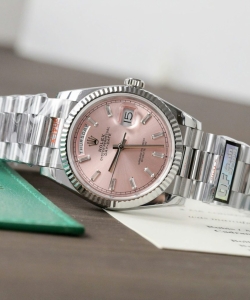 Rolex day-date 128236 pink dial weight 158 grams 36mm