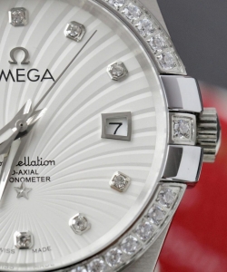 omega constellation co-axial white dial metal strap 38mm