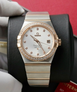 omega constellation co-axial clone white dial metal strap 38mm