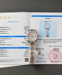 Rolex datejust dial mother of pearl custom moissanite diamonds 31mm