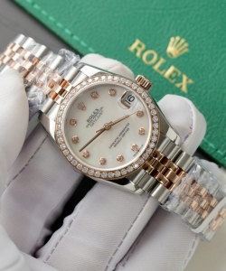 Rolex datejust dial mother of pearl custom moissanite diamonds 31mm