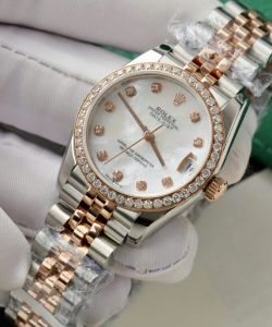 Rolex datejust dial mother of pearl custom moissanite diamonds 31mm