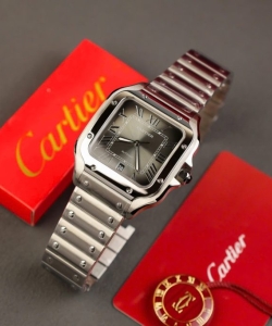 cartier santos gray dial 39.8mm