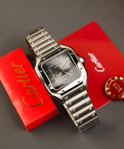 cartier santos gray dial 39.8mm