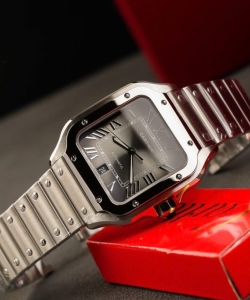 cartier santos gray dial 39.8mm