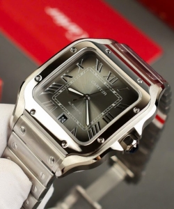 cartier santos gray dial 39.8mm