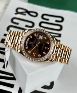 Rolex day-date gold wrapped + diamonds moissanite baguette 36mm