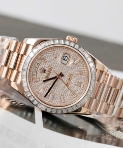 Rolex day-date gold wrapped + moissanite baguette diamonds gmf 40mm