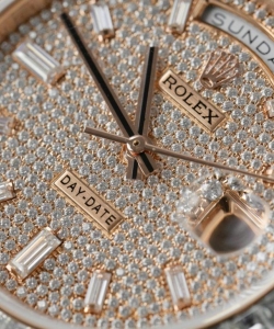 Rolex day-date gold wrapped + moissanite baguette diamonds gmf 40mm